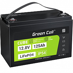 Green Cell Žalias Cell CUBE LiFePO4 125Ah 12,8V 1600Wh liio geležies fosfato baterija kemperiui, sauls energijai, neprijungtai prie tinklo, laivui Lithium Iron Phosphate (LiFePO4) 12.8 V