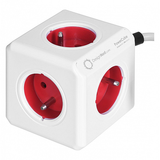 Allocacoc 2304/FREXPC power extension 3 m 5 AC outlet(s) Indoor Red, White