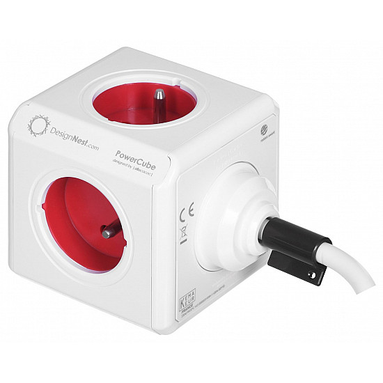Allocacoc 2304/FREXPC power extension 3 m 5 AC outlet(s) Indoor Red, White