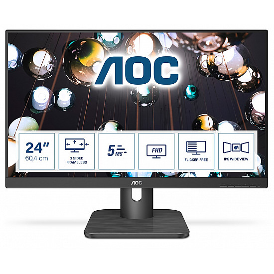 60,5cm/23,8'' (1920x1080) AOC 24E1Q 16:9 5ms IPS HDMI VGA DisplayPort VESA Speaker Full HD Black