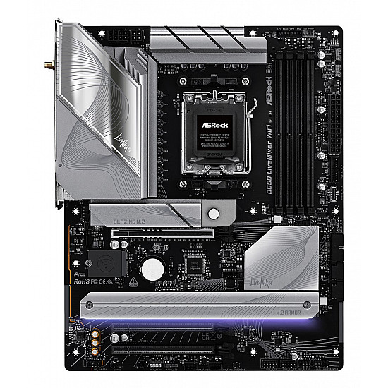ASRock B850 LiveMixer WiFi pagrindinė plokštė su DDR5, PCIe 5.0, WiFi7 2025