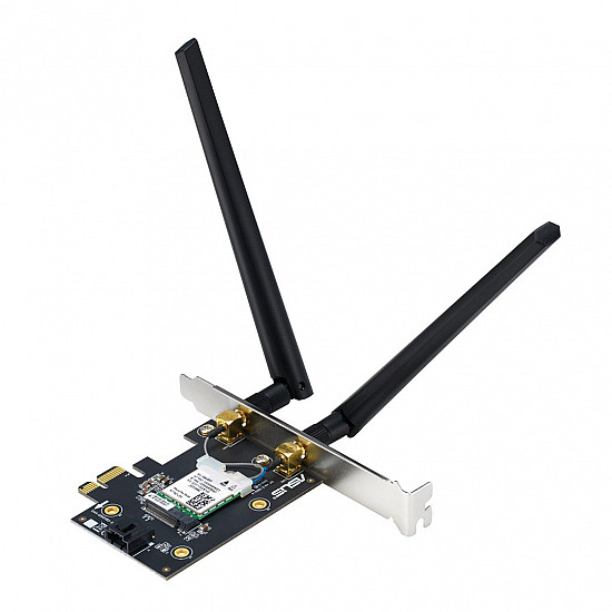 Asus WiFi 7 PCI-E Adapter with 2 external antennas PCE-BE6500 802.11be Mesh Support No MU-MiMO No No mobile broadband