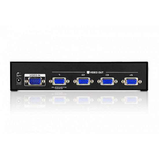 4-port VGA splitter 450 MHz , VGA, 4x VGA, 2048 x 1536 pixels, black, metal, QXGA