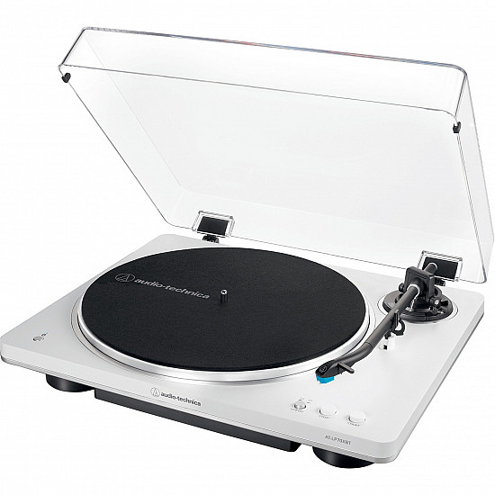 Audio Technica AT-LP70XBTWS (wei/silber, Integrierter Phono-Vorverstrker, Bluetooth, Vollautomat, Riemenantrieb)