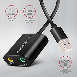 ADA-12 USB 2.0, stereo audio mini adapter, 15 cm cable length