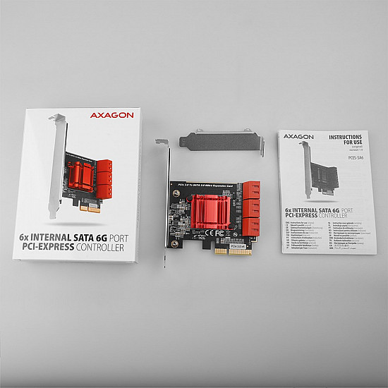 Six-channel SATA III PCI-Express controller with six internal SATA ports. Standard & Low profile.