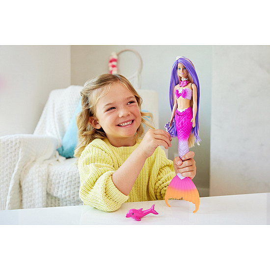 Barbie A Touch of Magic “Malibu” Mermaid Doll with Color Change Feature, Pet Dolphin and Accessories