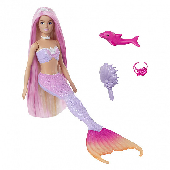 Barbie A Touch of Magic “Malibu” Mermaid Doll with Color Change Feature, Pet Dolphin and Accessories