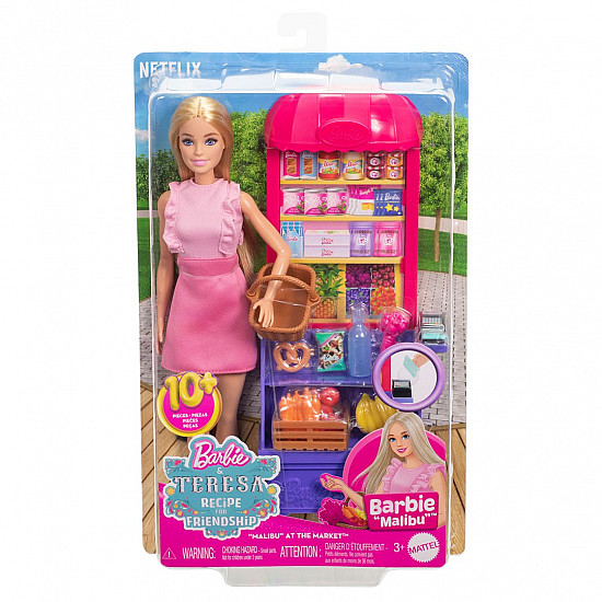 Barbie and Teresa Recipe for Friendship Malibu at the Market Doll & Playset with 11 Accessories