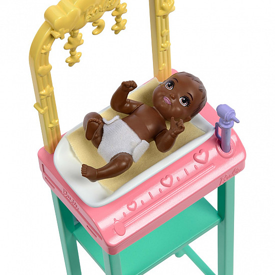 Barbie Baby Doctor Doll with Blonde Fashion Doll, 1 Baby Doll, Furniture & Accessories