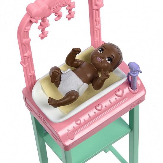 Barbie Baby Doctor Doll with Blonde Fashion Doll, 1 Baby Doll, Furniture & Accessories