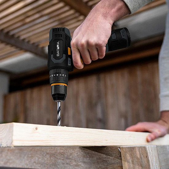 Batavia B.V. 12V Cordless Combi Drill - Fixxpack 2.0 Set (incl. 2.0Ah Battery & USB-C charging Cable)