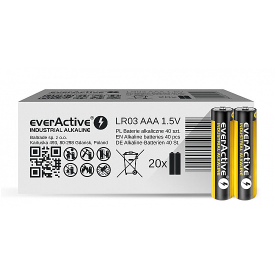 Alkaline batteries everActive Industrial Alkaline LR03 AAA - carton box - 40 pieces