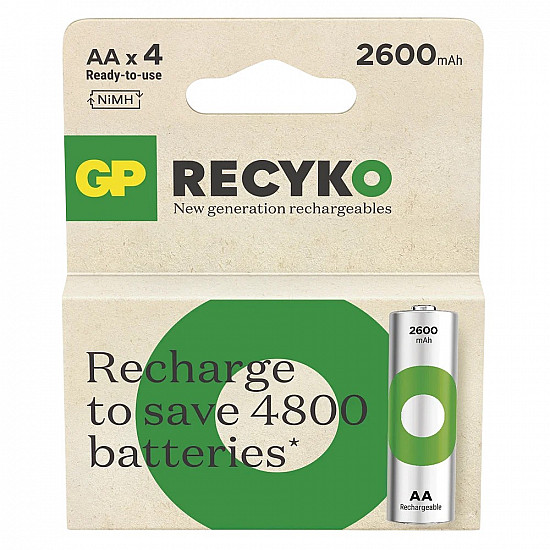 Akumulatorki R6/AA Ni-MH 2600mAh blister 4szt. GP RECYKO