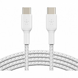 1x2 Belkin braided PVC Cable 1m USB-C/USB-C wh. CAB004bt1MWH2PK