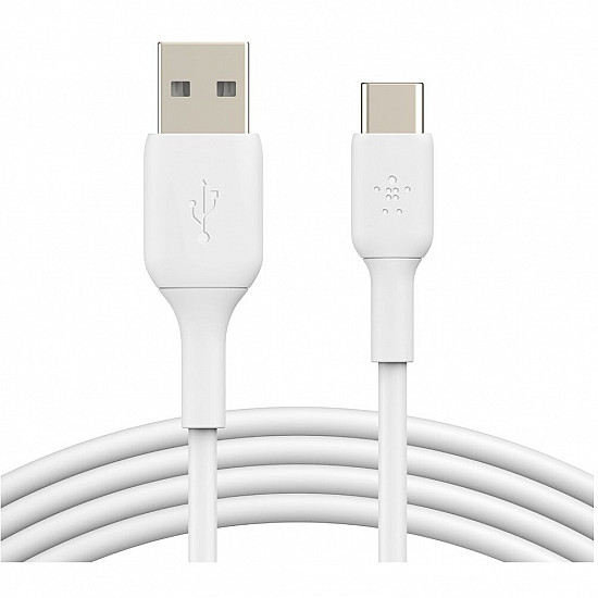 1x2 Belkin USB-C/USB-A PVC Cable 1m, 2Pack white CAB001bt1MWH2PK