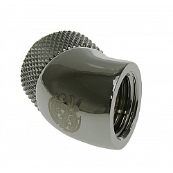 Adapter 45 degree G1/4 inch male to G1/4 inch female - rotatable, shiny black