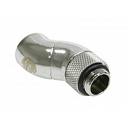 Adapter 90 degrees G1/4 inch male to G1/4 inch female - 2x rotatable, shiny silver