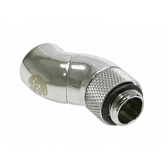 Adapter 90 degrees G1/4 inch male to G1/4 inch female - 2x rotatable, shiny silver
