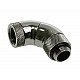 Adapter 90 degree G1/4 inch male to G1/4 inch female - 3x rotatable, shiny black