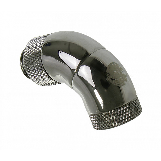 Adapter 90 degree G1/4 inch male to G1/4 inch female - 3x rotatable, shiny black