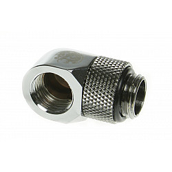 Adapter 90 degrees G1/4 inch male to G1/4 inch female - rotatable, shiny silver