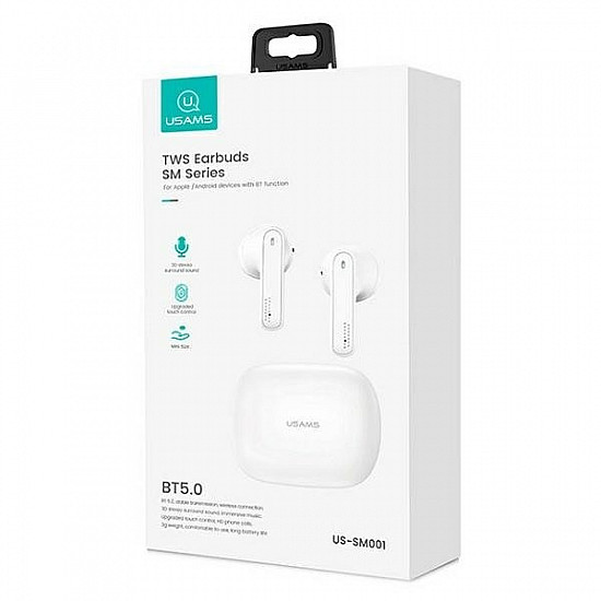 Bluetooth Headphones TW S 5.0 SM Series white