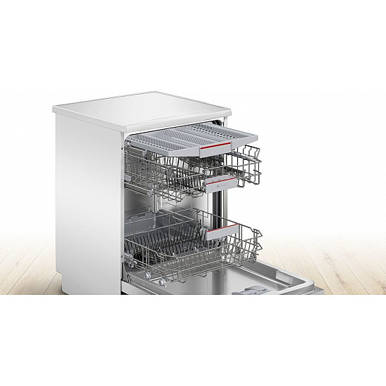 BOSCH Free standing dishwasher SMS4HVW00E, 60 cm, energy class D, AquaStop, Home connect, 3rd drawer, White