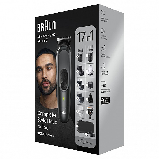 Braun 17-in-1 Multi-grooming Style Kit MGK7491 Cordless Number of length steps 13 Grey