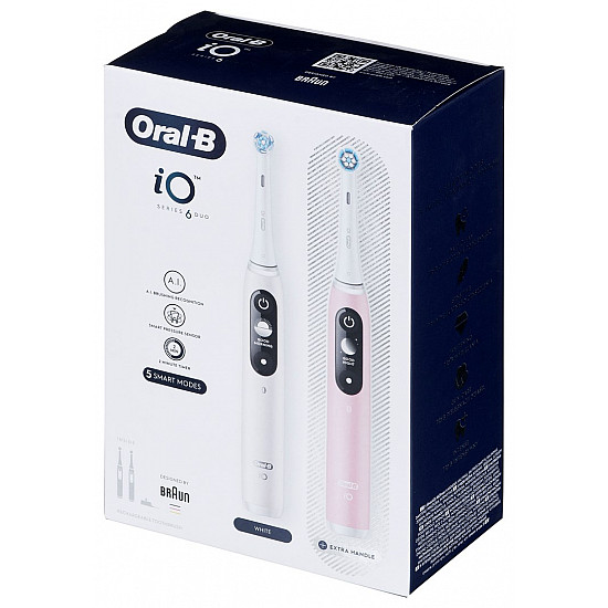 Oral-B Electric Toothbrush iO6 DuoPack Rechargeable For adults Number of brush heads included 2 Number of teeth brushing modes 5 White/Pink