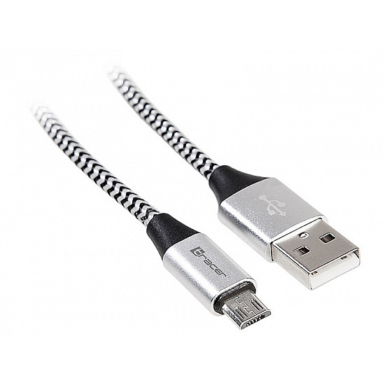 Kabel USB 2.0 AM-micro 1m czarno-srebrny