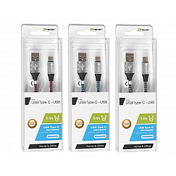 TRACER Kabel USB 2.0 TYPE-C A Male - C Male 1.0m czarno-srebrny