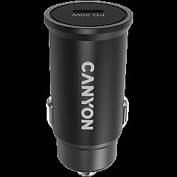 Canyon C-20, PD 20W Pocket size car charger, input: DC12V-24V, output: PD20W, support iPhone12 PD fast charging, Compliant with CE RoHs , Size: 50.6*23.4*23.4, 18g, Black