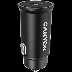 Canyon C-20, PD 20W Pocket size car charger, input: DC12V-24V, output: PD20W, support iPhone12 PD fast charging, Compliant with CE RoHs , Size: 50.6*23.4*23.4, 18g, Black