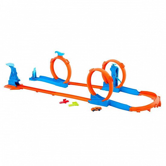 Hot Wheels Track Creator Triple Loop Pack & 1:64 Scale Toy Car, Track-Building Set