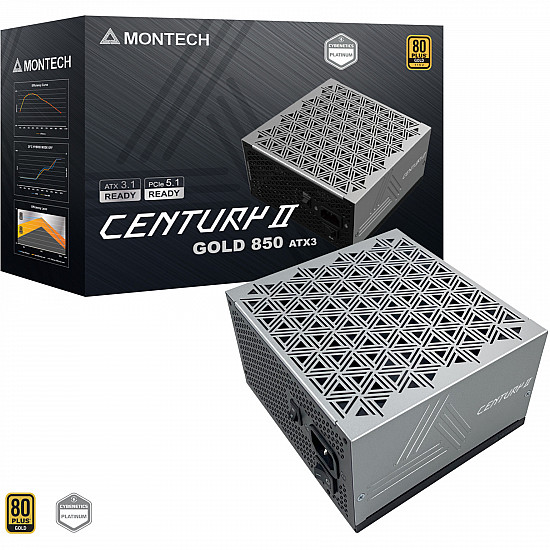 Montech Century II 80 PLUS Gold Netzteil, vollmodular, ATX 3.1, PCIe 5.1 - 850 Watt
