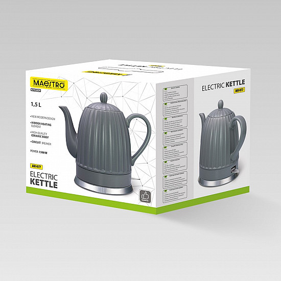 Ceramic electric kettle MAESTRO MR-077 1.5l 1500W Grey