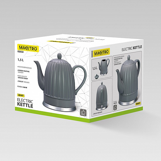 Ceramic electric kettle MAESTRO MR-077 1.5l 1500W Grey