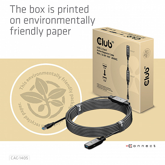 CABLE USB3.2 REPEATER 10M/M/F CAC-1405 CLUB3D