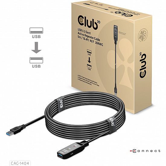 CABLE USB3.2 TO USB3.2 5M/M/F CAC-1404 CLUB3D
