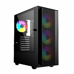 Gembird Fornax 4000 ARGB gaming ATX computer case, Midi Tower, backlight, Black