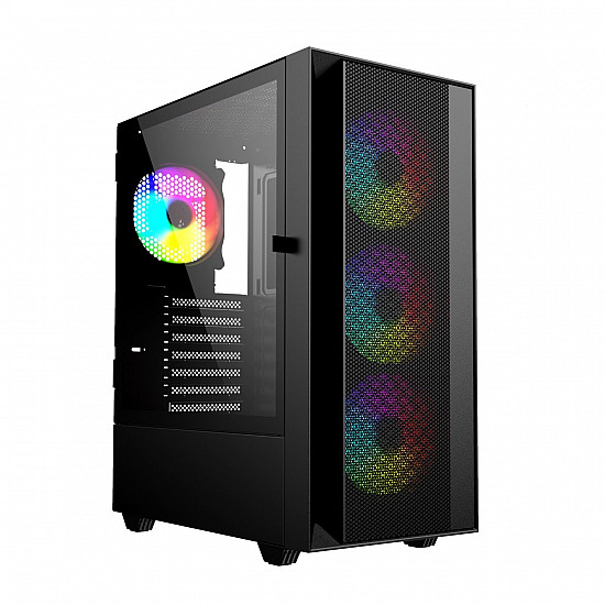 Gembird Fornax 4000 ARGB gaming ATX computer case, Midi Tower, backlight, Black