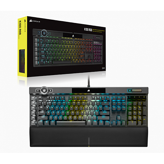 CORSAIR K100 RGB Optical Mechanical Gaming Keyboard Backlit RGB LED CORSAIR OPX RAPIDFIRE Black PBT Keycaps