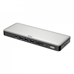 Deltaco 15-in-1 USB-C jungi stotel DELTACO, palaiko 3 ekranus, 2x HDMI, DP, USB-C, USB-A, RJ45, SD / USBC-HDMI29 / 1902424