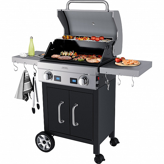 Deluxe Grillcenter VG 7000 Devil’s Choice, Elektrogrill edelstahl/schwarz, 2.800 Watt