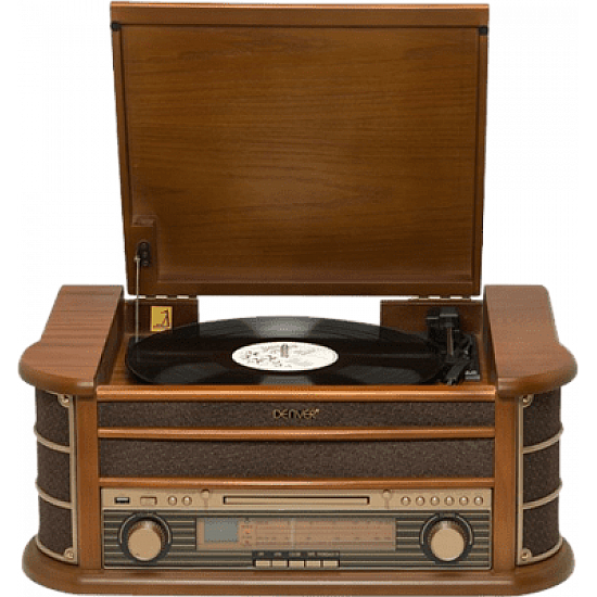 Drewniane centrum muzyczne retro Denver MCR-50MK3 z gramofonem