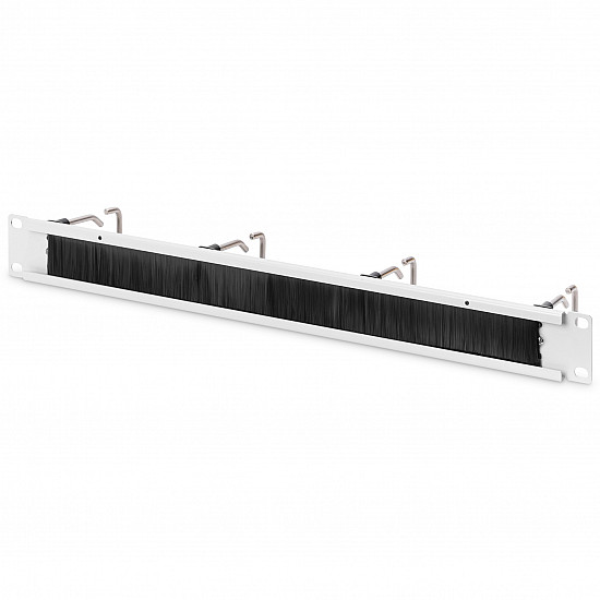 1U CABL MANAGMPANEL W/BRUSH 4X STEEL RINGS 40X75MM GREY RAL7035