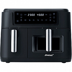 Doppel-Heißluftfritteuse HF 9500 DUO schwarz, 2.400 Watt, 2 Körbe 6 Liter + 3,5 Liter