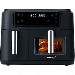 Doppel-Heißluftfritteuse HF 9500 DUO schwarz, 2.400 Watt, 2 Körbe 6 Liter + 3,5 Liter