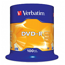 1x100 Verbatim DVD-R 4,7GB 16x Speed, matt silver